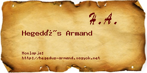 Hegedűs Armand névjegykártya