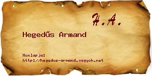 Hegedűs Armand névjegykártya